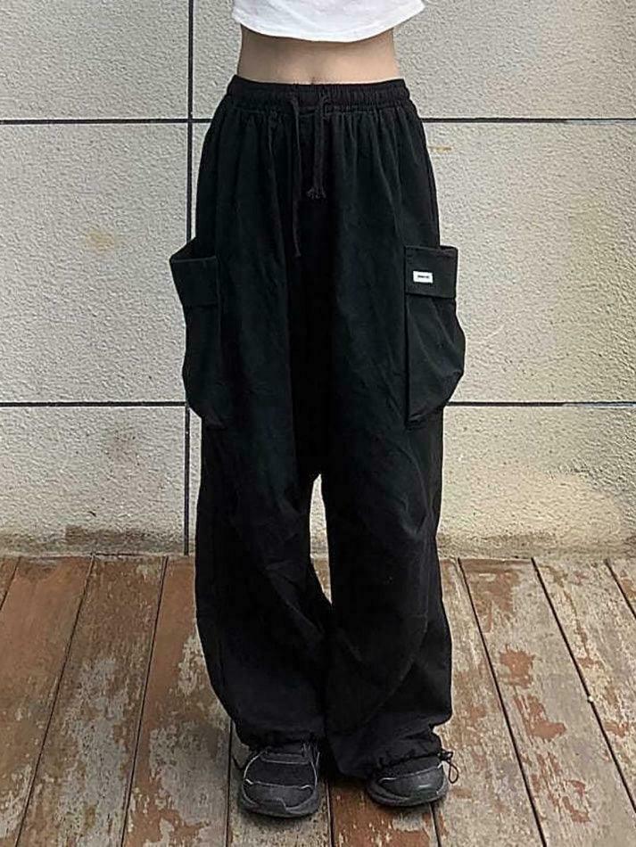 Y2K Aesthetic Cargo Skirt: Coquette Style Grunge Fashion - Drawstring Cargo Joggers Y2K Aesthetic Cargo Skirt: Coquette Style Grunge Fashion - Drawstring Cargo Joggers