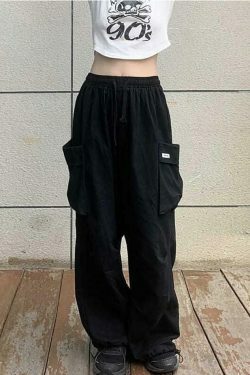 Y2K Aesthetic Cargo Skirt: Coquette Style Grunge Fashion - Drawstring Cargo Joggers