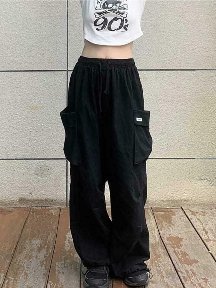 Y2K Aesthetic Cargo Skirt: Coquette Style Grunge Fashion - Drawstring Cargo Joggers Y2K Aesthetic Cargo Skirt: Coquette Style Grunge Fashion - Drawstring Cargo Joggers