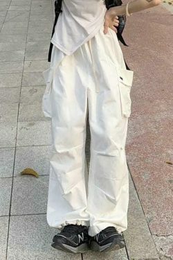 Y2K Aesthetic Cargo Skirt: Coquette Style Grunge Fashion - Drawstring Cargo Joggers