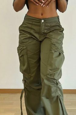 Y2K Aesthetic Cargo Skirt: Coquette Style Grunge Fashion - Wide Leg Cargo Pants