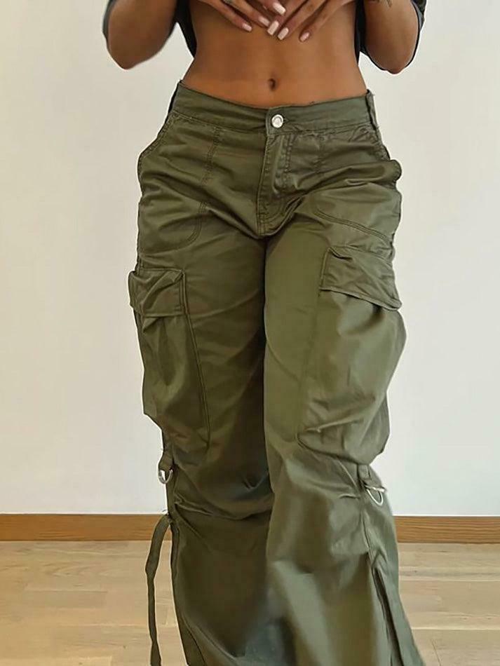 Y2K Aesthetic Cargo Skirt: Coquette Style Grunge Fashion - Wide Leg Cargo Pants