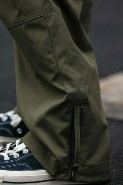 Y2K Aesthetic Cargo Skirt: Coquette Style Grunge Fashion for Women - Straight Leg Twill Cargo Pants