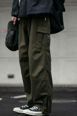 Y2K Aesthetic Cargo Skirt: Coquette Style Grunge Fashion for Women - Straight Leg Twill Cargo Pants