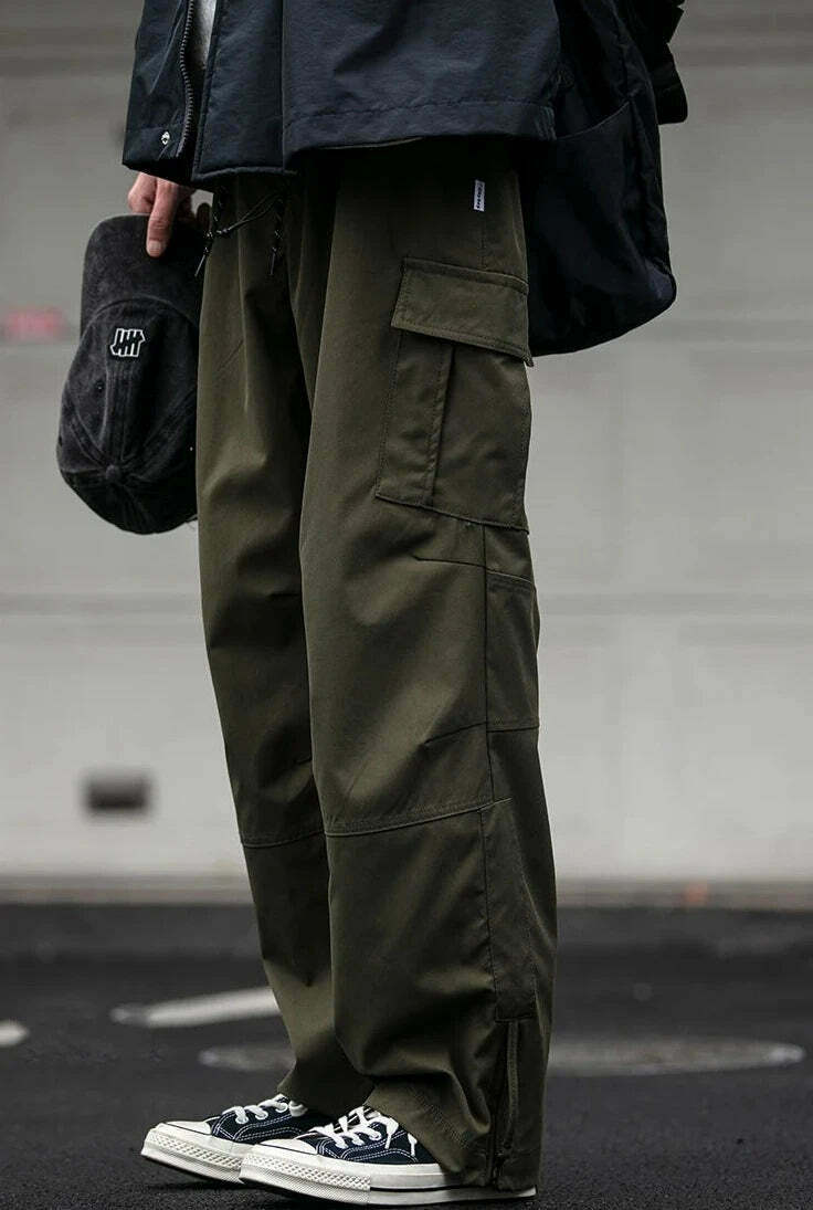 Y2K Aesthetic Cargo Skirt: Coquette Style Grunge Fashion for Women - Straight Leg Twill Cargo Pants