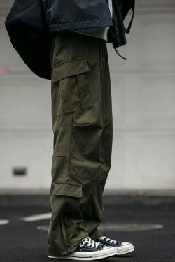 Y2K Aesthetic Cargo Skirt: Coquette Style Grunge Fashion for Women - Straight Leg Twill Cargo Pants