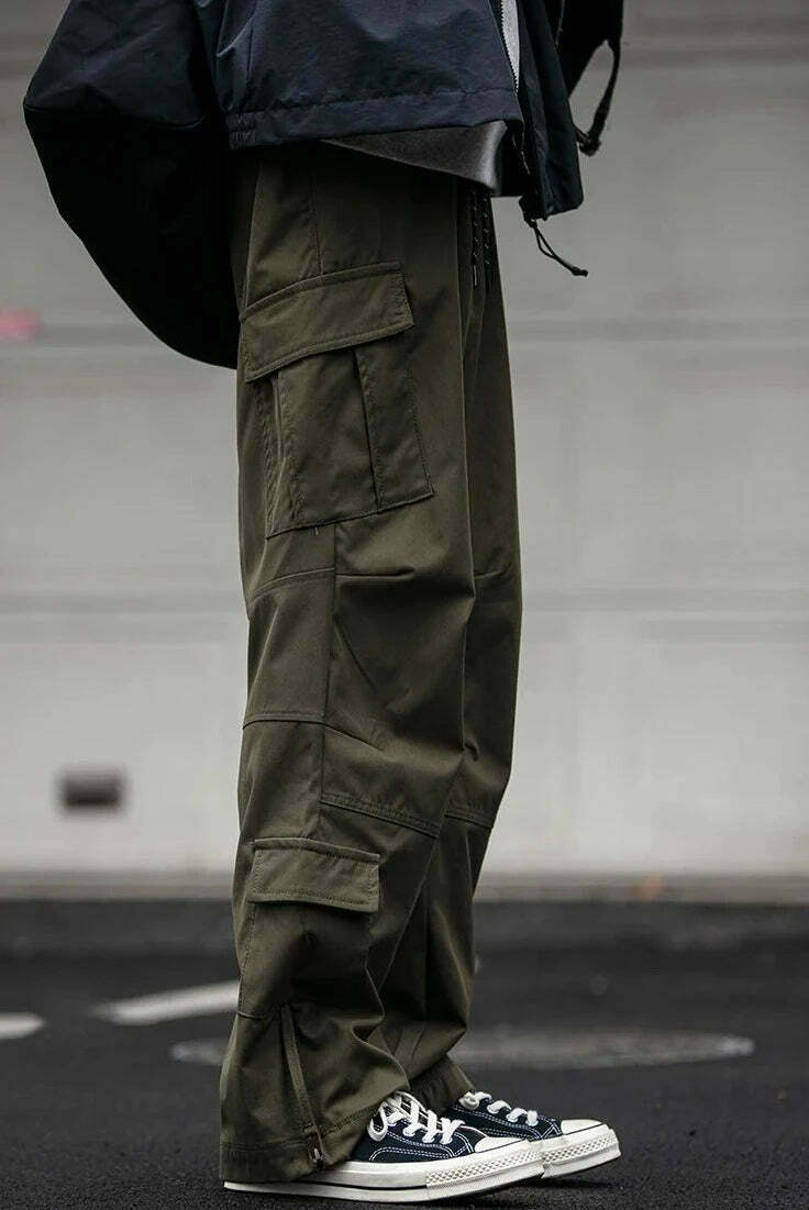 Y2K Aesthetic Cargo Skirt: Coquette Style Grunge Fashion for Women - Straight Leg Twill Cargo Pants