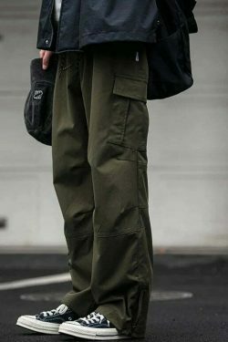 Y2K Aesthetic Cargo Skirt: Coquette Style Grunge Fashion for Women - Straight Leg Twill Cargo Pants
