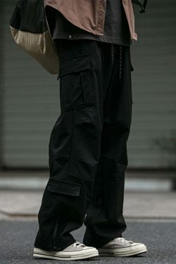 Y2K Aesthetic Cargo Skirt: Coquette Style Grunge Fashion for Women - Straight Leg Twill Cargo Pants