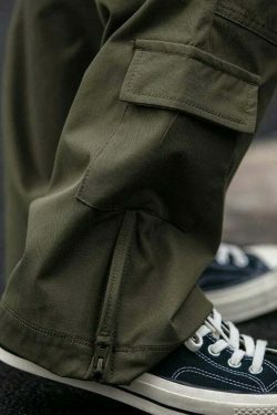 Y2K Aesthetic Cargo Skirt: Coquette Style Grunge Fashion for Women - Straight Leg Twill Cargo Pants