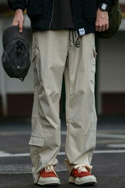 Y2K Aesthetic Cargo Skirt: Coquette Style Grunge Fashion for Women - Straight Leg Twill Cargo Pants