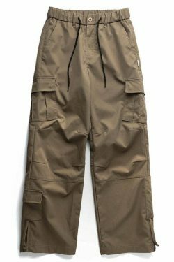 Y2K Aesthetic Cargo Skirt: Coquette Style Grunge Fashion for Women - Straight Leg Twill Cargo Pants