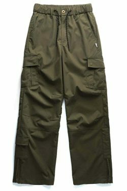 Y2K Aesthetic Cargo Skirt: Coquette Style Grunge Fashion for Women - Straight Leg Twill Cargo Pants