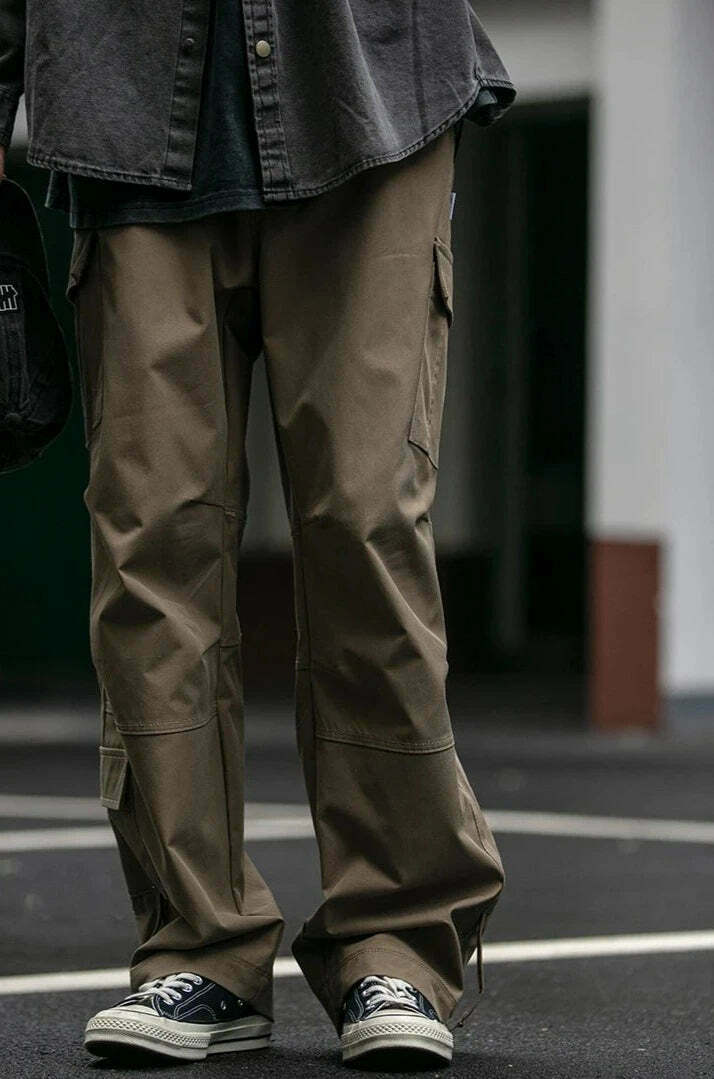 Y2K Aesthetic Cargo Skirt: Coquette Style Grunge Fashion for Women - Straight Leg Twill Cargo Pants