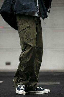 Y2K Aesthetic Cargo Skirt: Coquette Style Grunge Fashion for Women - Straight Leg Twill Cargo Pants