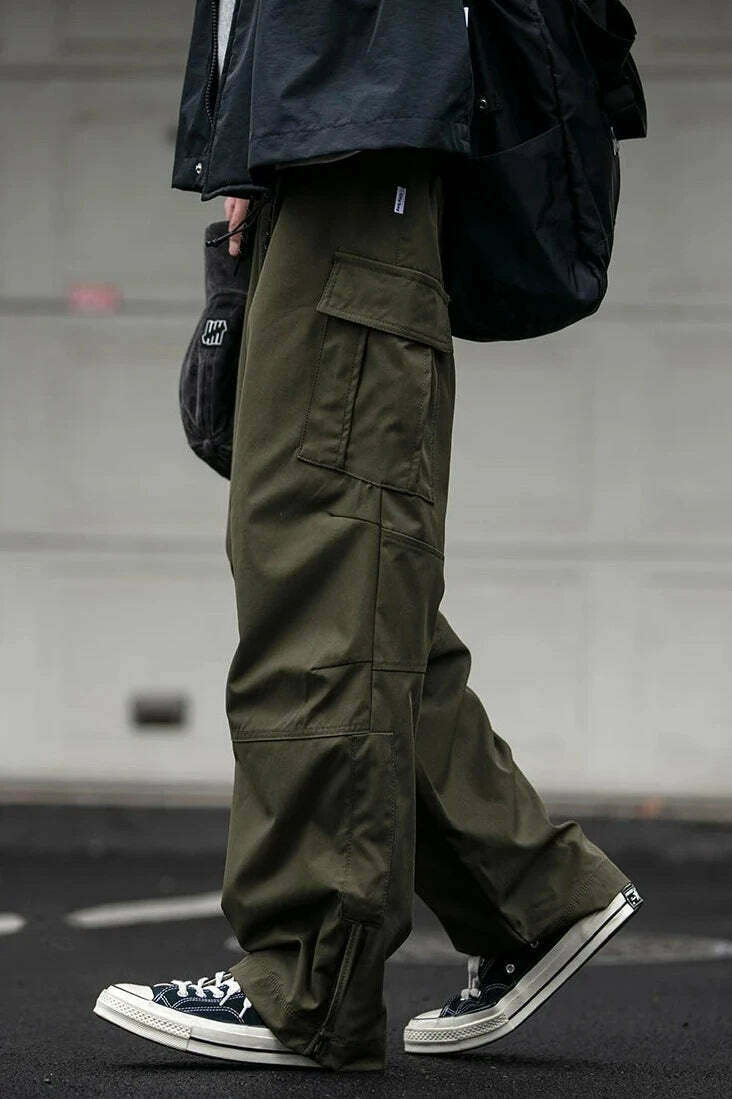 Y2K Aesthetic Cargo Skirt: Coquette Style Grunge Fashion for Women - Straight Leg Twill Cargo Pants