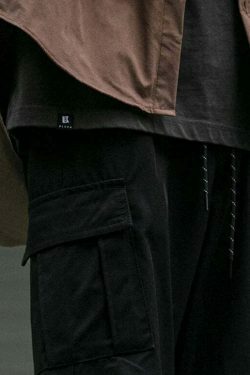 Y2K Aesthetic Cargo Skirt: Coquette Style Grunge Fashion for Women - Straight Leg Twill Cargo Pants