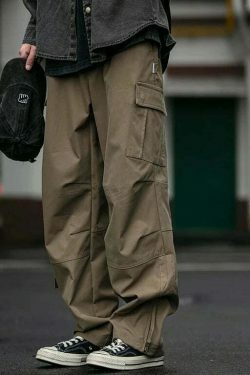 Y2K Aesthetic Cargo Skirt: Coquette Style Grunge Fashion for Women - Straight Leg Twill Cargo Pants