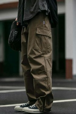 Y2K Aesthetic Cargo Skirt: Coquette Style Grunge Fashion for Women - Straight Leg Twill Cargo Pants