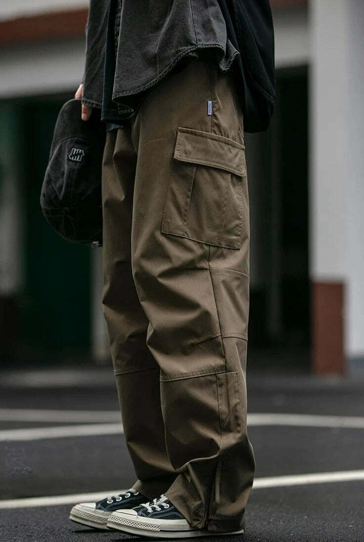 Y2K Aesthetic Cargo Skirt: Coquette Style Grunge Fashion for Women - Straight Leg Twill Cargo Pants