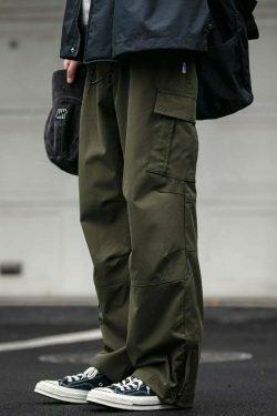 Y2K Aesthetic Cargo Skirt: Coquette Style Grunge Fashion for Women - Straight Leg Twill Cargo Pants