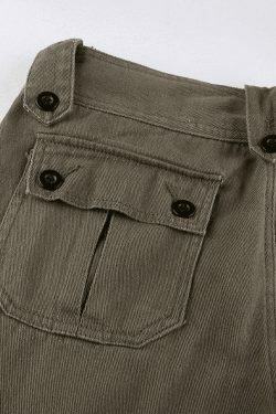 Y2K Aesthetic Cargo Skirt: Coquette Style Grunge Fashion with Buttoned Straight Leg Jeans