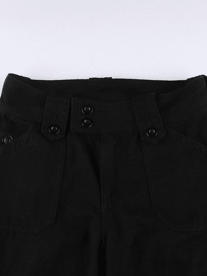 Y2K Aesthetic Cargo Skirt: Coquette Style Grunge Fashion with Buttoned Straight Leg Jeans Y2K Aesthetic Cargo Skirt: Coquette Style Grunge Fashion with Buttoned Straight Leg Jeans