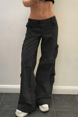Y2K Aesthetic Cargo Skirt: Coquette Style Grunge Fashion with Buttoned Straight Leg Jeans