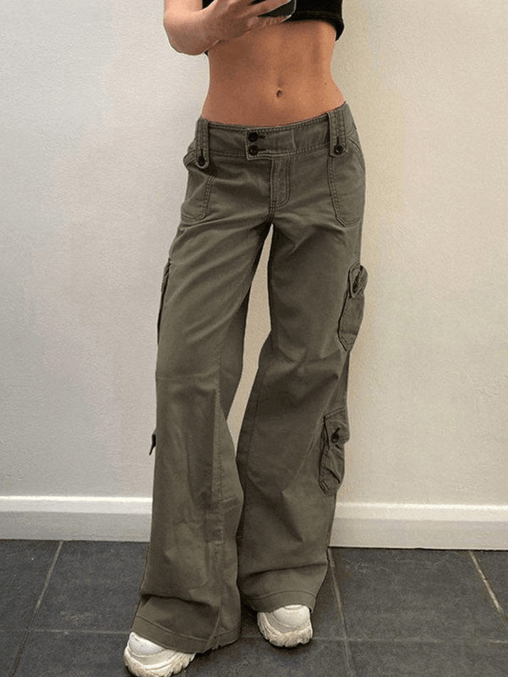 Y2K Aesthetic Cargo Skirt: Coquette Style Grunge Fashion with Buttoned Straight Leg Jeans Y2K Aesthetic Cargo Skirt: Coquette Style Grunge Fashion with Buttoned Straight Leg Jeans
