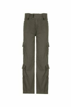 Y2K Aesthetic Cargo Skirt: Coquette Style Grunge Fashion with Buttoned Straight Leg Jeans