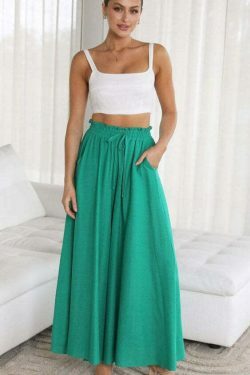 Y2K Aesthetic Cargo Skirt: Coquette Style Grunge Fashion with Casual Wide-Leg Loose Fit