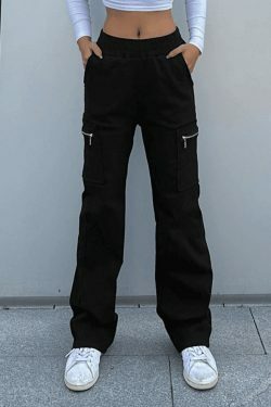 Y2K Aesthetic Cargo Skirt: Coquette Style Grunge Fashion with Pocket Zipper Detail