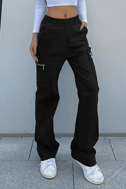 Y2K Aesthetic Cargo Skirt: Coquette Style Grunge Fashion with Pocket Zipper Detail