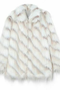 Y2K Aesthetic Cargo Skirt: Coquette Style Grunge Fashion with Retro Imitation Fox Fur Coat