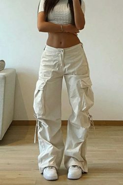 Y2K Aesthetic Cargo Skirt: Coquette Style Grunge Fashion with Street Style Pants and Large Pockets