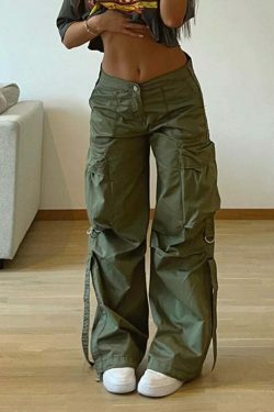 Y2K Aesthetic Cargo Skirt: Coquette Style Grunge Fashion with Street Style Pants and Large Pockets