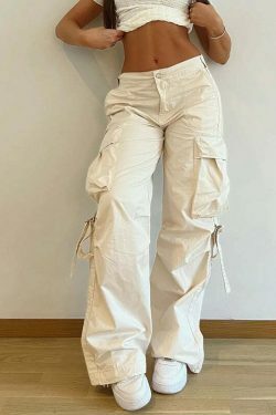 Y2K Aesthetic Cargo Skirt: Coquette Style Grunge Fashion with Street Style Pants and Large Pockets