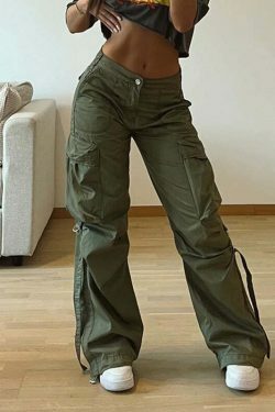 Y2K Aesthetic Cargo Skirt: Coquette Style Grunge Fashion with Street Style Pants and Large Pockets