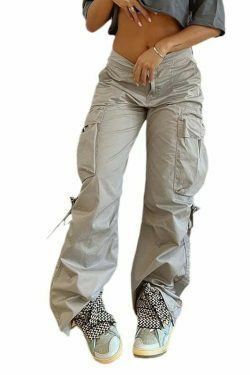 Y2K Aesthetic Cargo Skirt: Coquette Style Grunge Fashion with Street Style Pants and Large Pockets