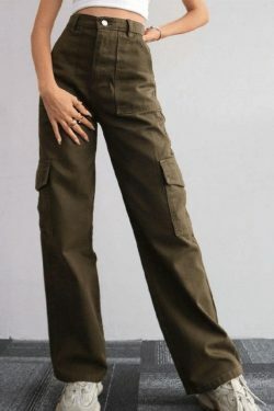 Y2K Aesthetic Cargo Skirt: Coquette Style Grunge Fashion with Street Style Straight Leg Cargo Pants
