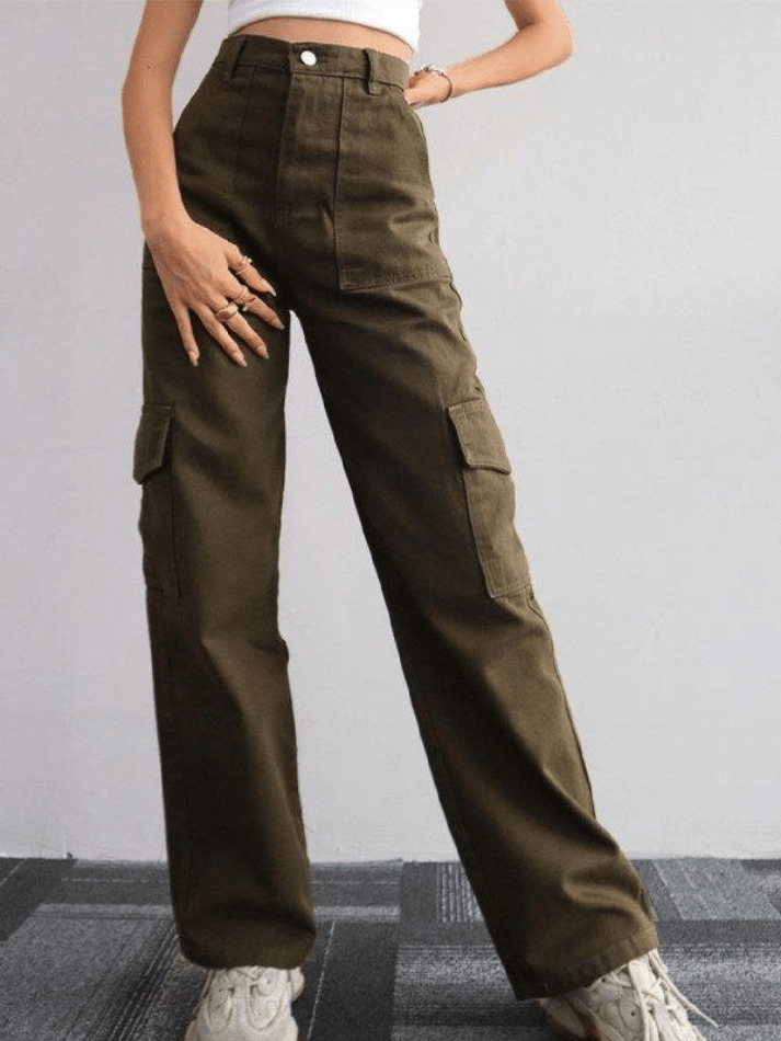 Y2K Aesthetic Cargo Skirt: Coquette Style Grunge Fashion with Street Style Straight Leg Cargo Pants