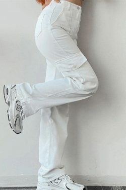 Y2K Aesthetic Cargo Skirt: Coquette Style Grunge Fashion with Street Style Straight Leg Cargo Pants