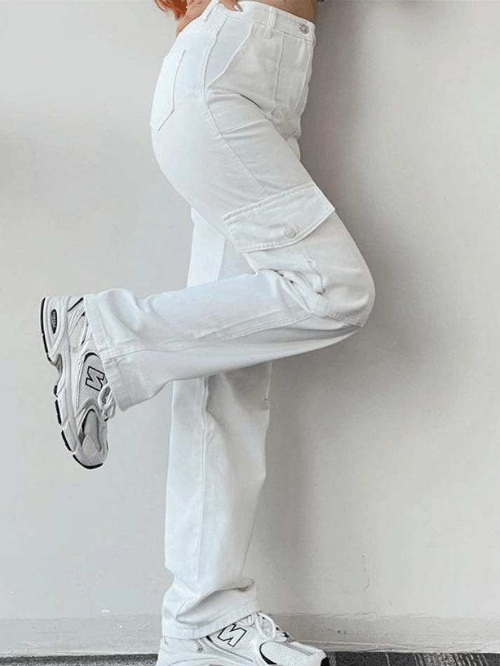 Y2K Aesthetic Cargo Skirt: Coquette Style Grunge Fashion with Street Style Straight Leg Cargo Pants