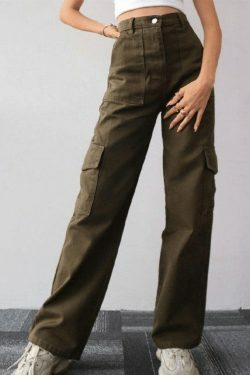 Y2K Aesthetic Cargo Skirt: Coquette Style Grunge Fashion with Street Style Straight Leg Cargo Pants