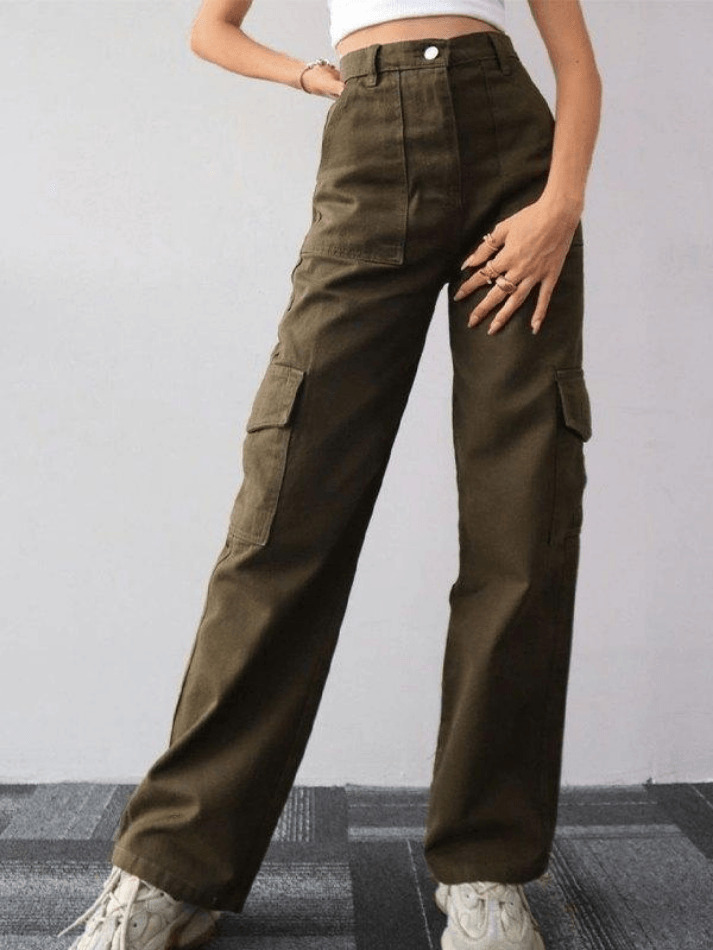 Y2K Aesthetic Cargo Skirt: Coquette Style Grunge Fashion with Street Style Straight Leg Cargo Pants