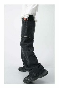 Y2K Aesthetic Cargo Skirt: Coquette Style Grunge Outfit with Loose Fit Cargo Jeans