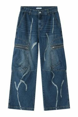 Y2K Aesthetic Cargo Skirt: Coquette Style Grunge Outfit with Loose Fit Cargo Jeans