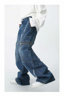 Y2K Aesthetic Cargo Skirt: Coquette Style Grunge Outfit with Loose Fit Cargo Jeans