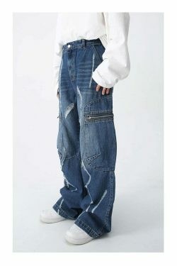 Y2K Aesthetic Cargo Skirt: Coquette Style Grunge Outfit with Loose Fit Cargo Jeans