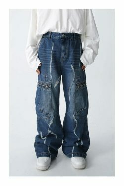 Y2K Aesthetic Cargo Skirt: Coquette Style Grunge Outfit with Loose Fit Cargo Jeans